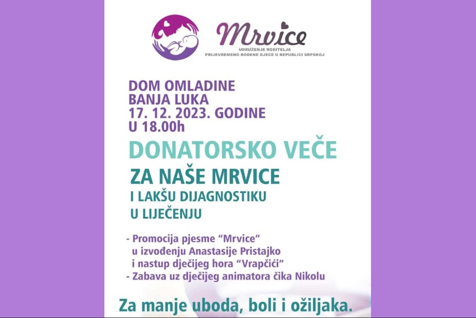 Budimo humani Donatorsko veče za Mrvice aktivan humanitarni broj