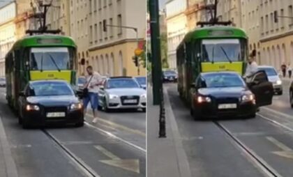 Bahato ponašanje: Parkirao automobil na tramvajske šine