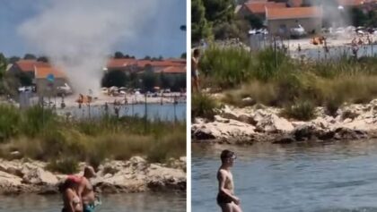 Suncobrani letjeli po plaži: Pijavica izazvala haos na ostrvu u Hrvatskoj VIDEO